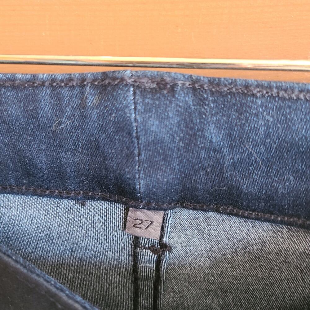 LF Skinny Jean Coated Wax Black Stretch Side Stripe Logo 27 Grunge Punk Denim - Picture 3 of 6